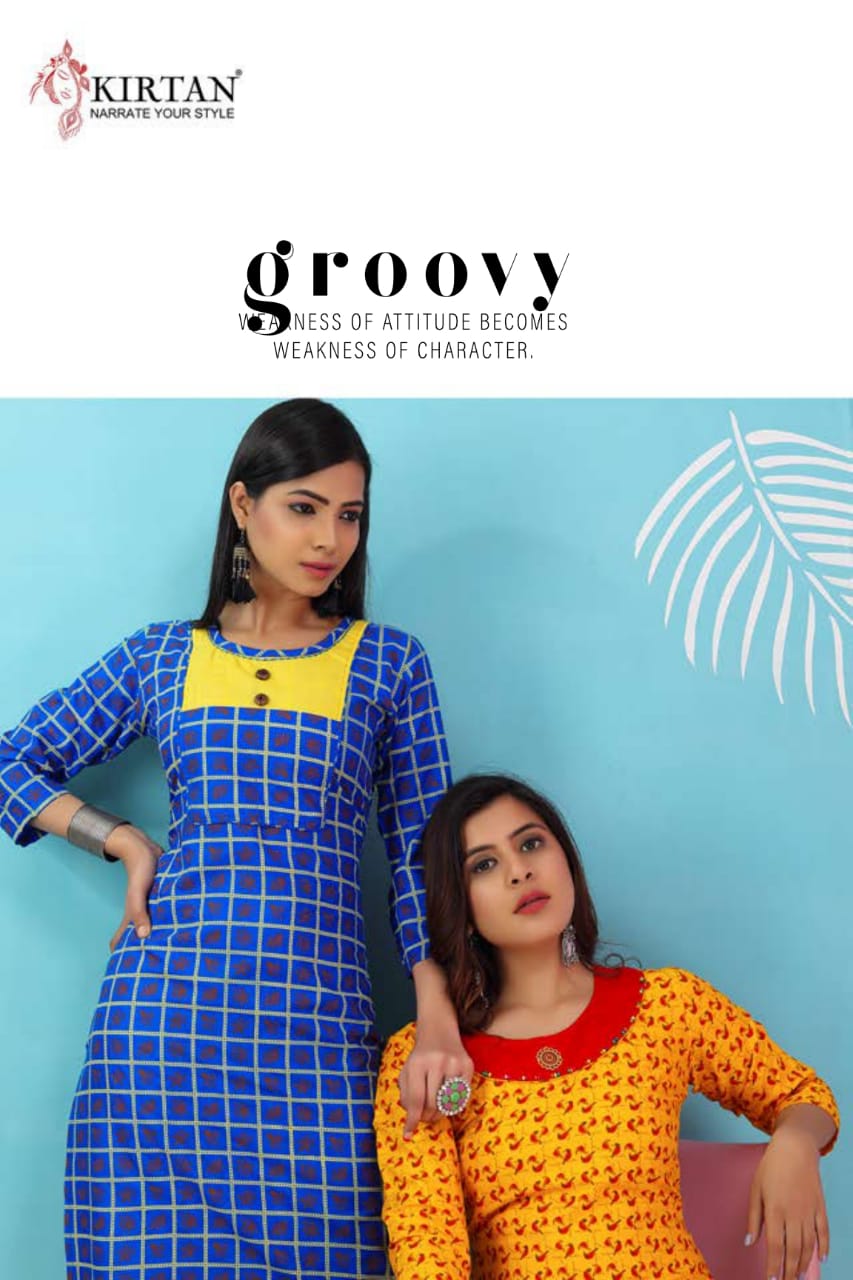 Kirtan Patang Rayon Printed Running Wear Kurti Wholesaler